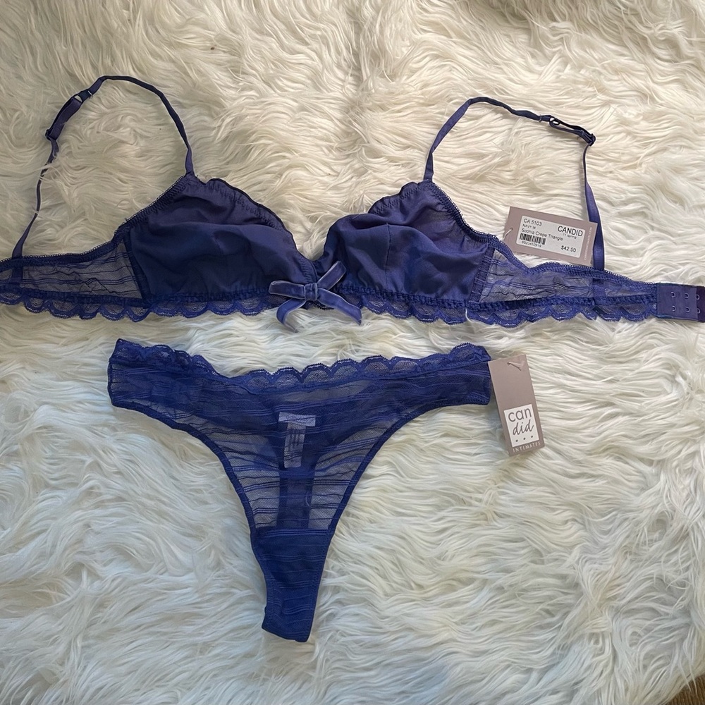 NWT- Purple Lace Bralette and Thong Set